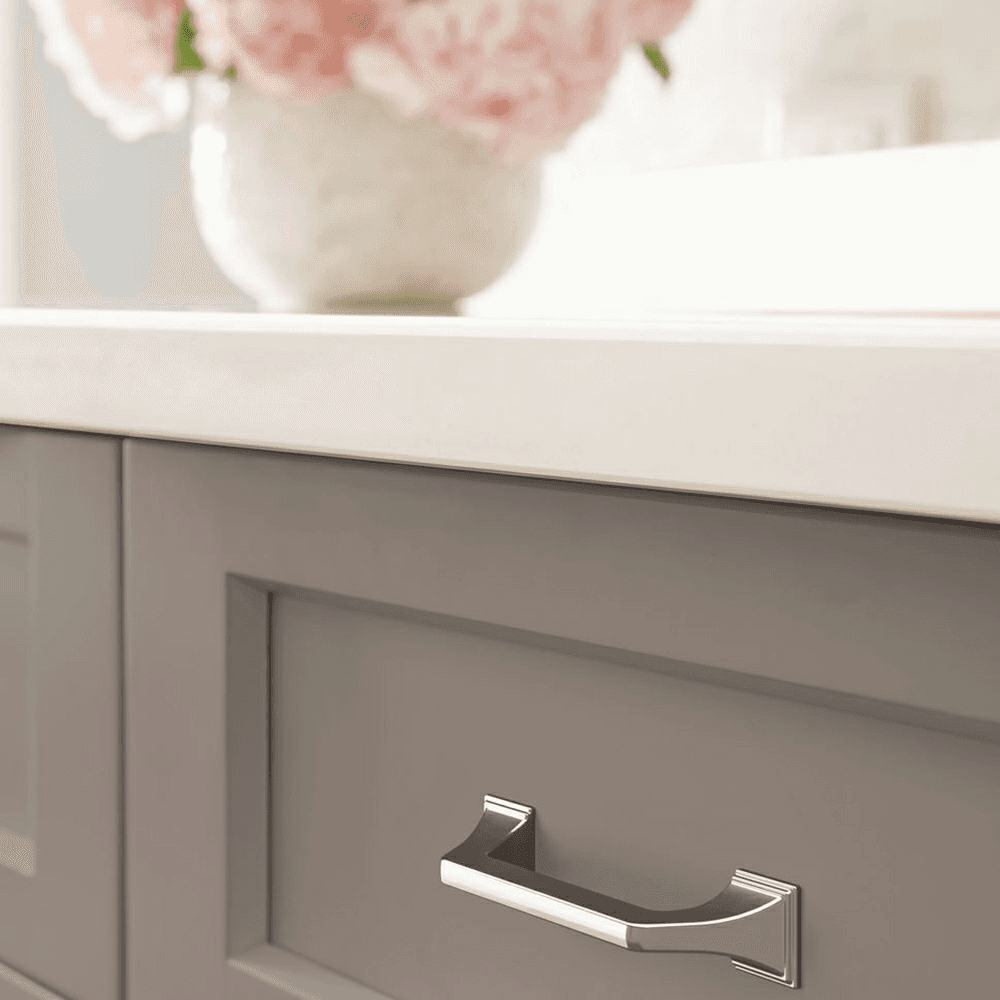 Amerock Exceed Arch Pull in Matte Black - installed on cabinet