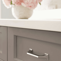 Amerock Exceed Arch Pull in Matte Black - installed on cabinet