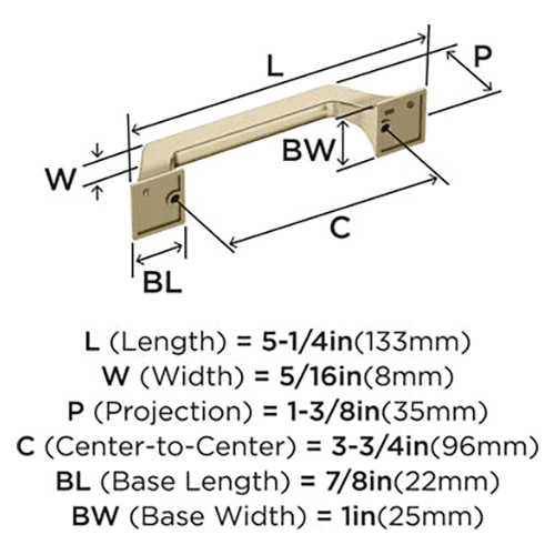 3-3/4" Exceed Cabinet Pull, Golden Champagne Alt 1 - Image