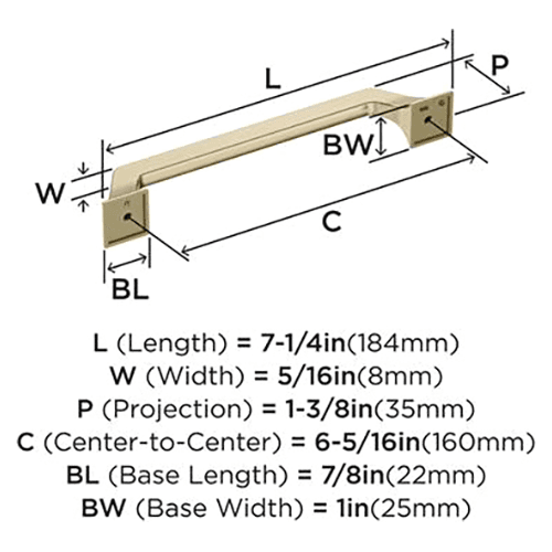 6-5/16" Exceed Cabinet Pull, Golden Champagne Alt 1 - Image