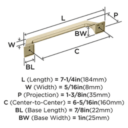 6-5/16" Exceed Cabinet Pull, Golden Champagne Alt 1 - Image