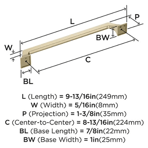 8-13/16" Exceed Cabinet Pull, Golden Champagne Alt 2 - Image