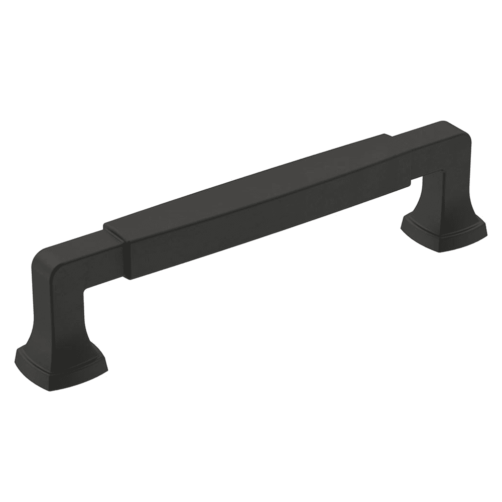 Amerock Stature 128mm Handle Pull in Matte Black on White Background