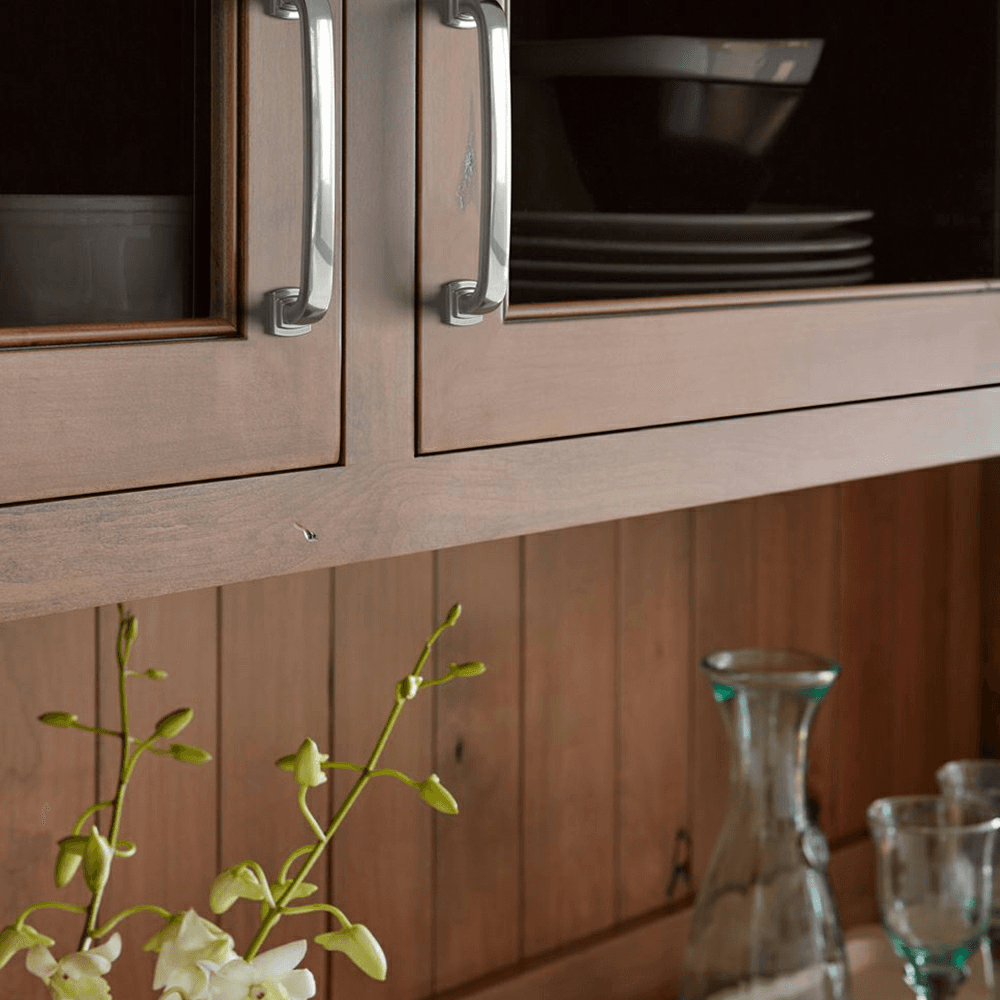 Close up of Surpass handle pull in champagne bronze