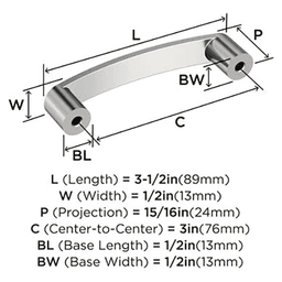 3" Rift Cabinet Pull, Polished Chrome Alt 1 - Image