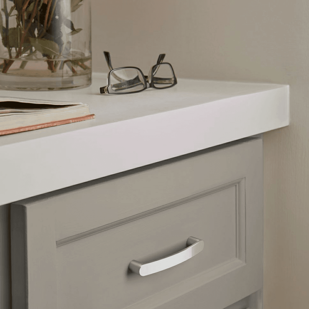 Minimalist 96mm Handle Pull in Satin Nickel from Amerock Rift Collection