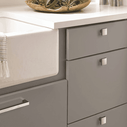 Refined touch and bold statement made by Amerock Monument Square Knob in Oil-Rubbed Bronze finish.