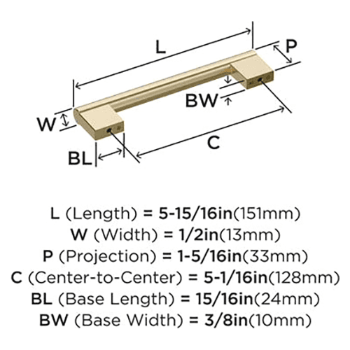 5-1/16" Versa Cabinet Pull, Golden Champagne, 5-15/16" Length Alt 1 - Image
