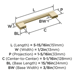 5-1/16" Versa Cabinet Pull, Golden Champagne, 5-15/16" Length Alt 1 - Image