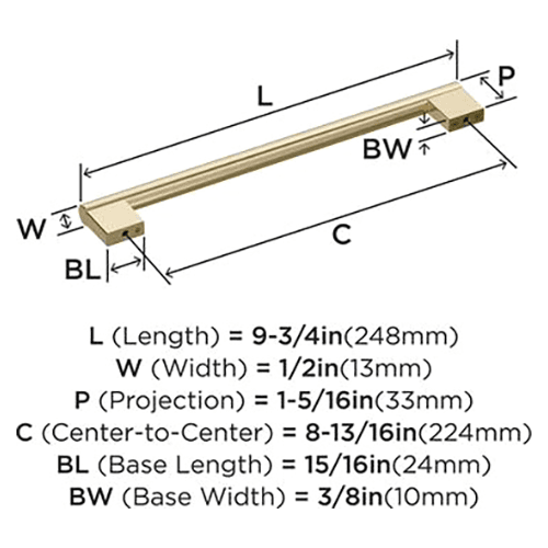 8-13/16" Versa Cabinet Pull, Polished Nickel Alt 1 - Image
