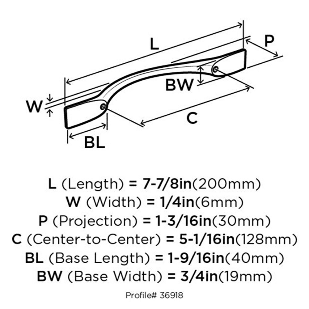 Uprise Cabinet Pull with #8-32 x 1" and 1-1/2" screws