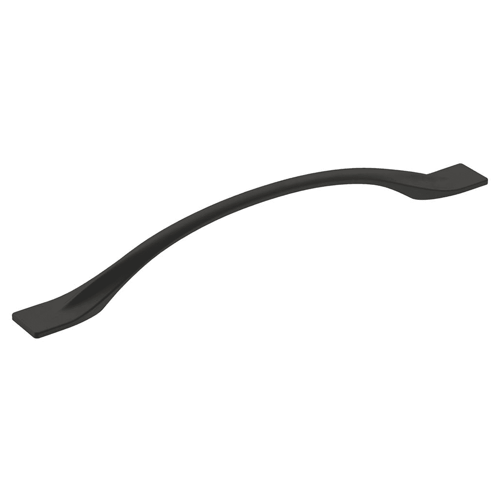 Amerock Uprise 7-9/16" Center-to-Center Pull in Matte Black - Installed on Cabinet
