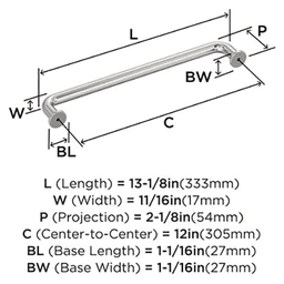 12-5/8" Exceed Cabinet Pull, Polished Chrome Alt 1 - Image
