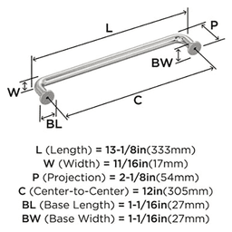 12-5/8" Exceed Cabinet Pull, Polished Nickel Alt 2 - Image