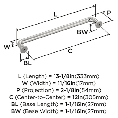 12-5/8" Exceed Cabinet Pull, Polished Chrome Alt 2 - Image