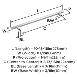 8-13/16" Caliber Cabinet Pull, Satin Nickel Alt 2 - Image