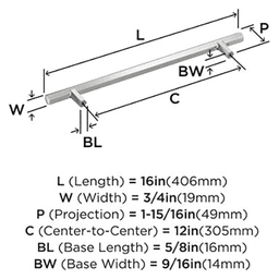 12" Caliber Appliance Pull, Satin Nickel Alt 2 - Image