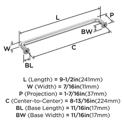 8-13/16" Factor Cabinet Pull, Satin Nickel Alt 1 - Image