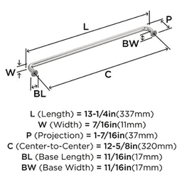 12-5/8" Factor Cabinet Pull, Polished Chrome Alt 1 - Image