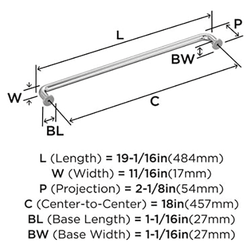 18" Factor Appliance Pull, Satin Nickel Alt 1 - Image