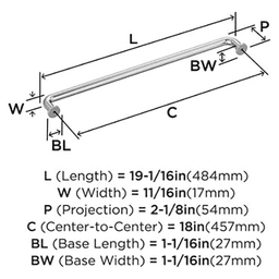 18" Factor Appliance Pull, Satin Nickel Alt 1 - Image