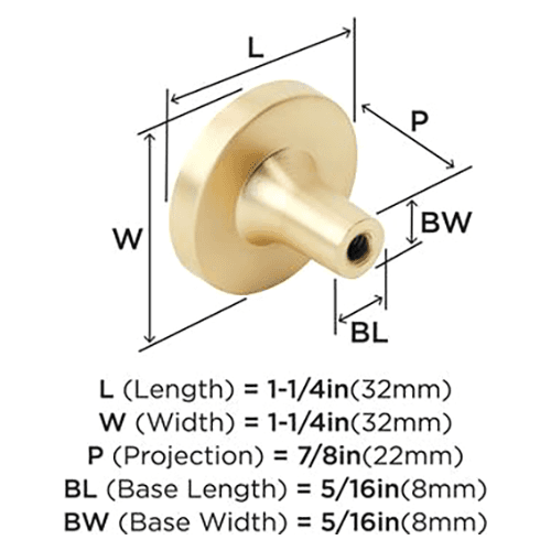 1-1/4" Accents Cabinet Knob, Gold/Pink Alt 1 - Image