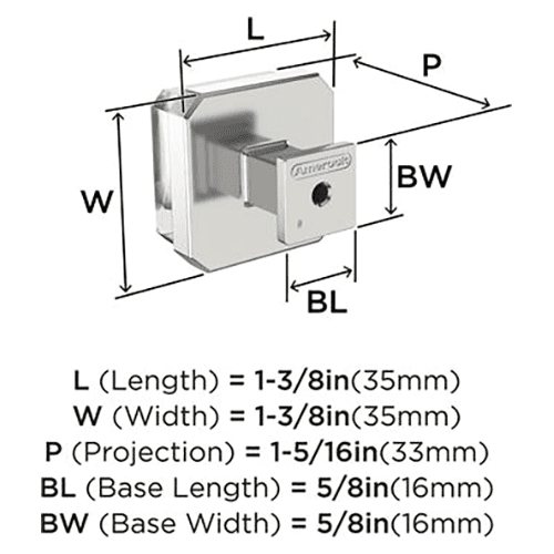 1-3/8" Glacio Premium Square Cabinet Knob, Clear/Black Bronze Alt 2 - Image