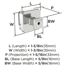 1-3/8" Glacio Premium Square Cabinet Knob, Clear/Black Bronze Alt 2 - Image