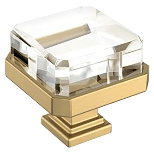 1-3/8" Glacio Premium Square Cabinet Knob, Clear/Champagne Bronze Main - Image