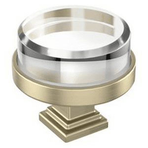 1-1/2" Glacio Premium Round Cabinet Knob, Clear/Golden Champagne Main - Image