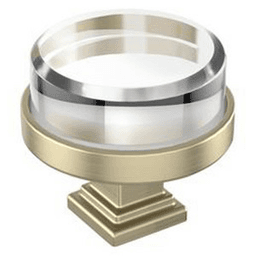 1-1/2" Glacio Premium Round Cabinet Knob, Clear/Golden Champagne Main - Image