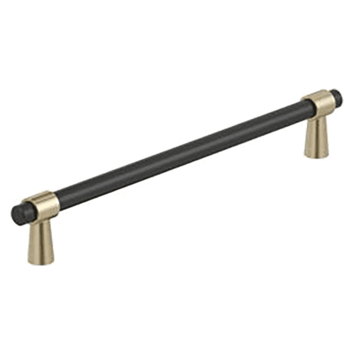 7-9/16" Mergence Cabinet Pull, Matte Black/Golden Champagne Main - Image