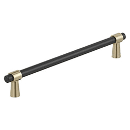 7-9/16" Mergence Cabinet Pull, Matte Black/Golden Champagne Main - Image