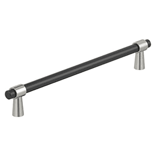 7-9/16" Mergence Cabinet Pull, Matte Black/Satin Nickel Main - Image
