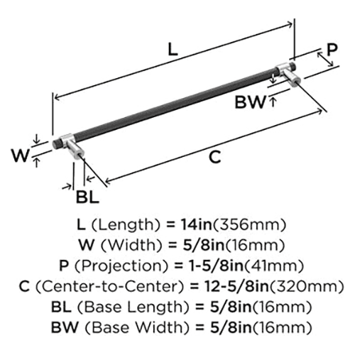 12-5/8" Mergence Cabinet Pull, Matte Black/Polished Nickel Alt 1 - Image