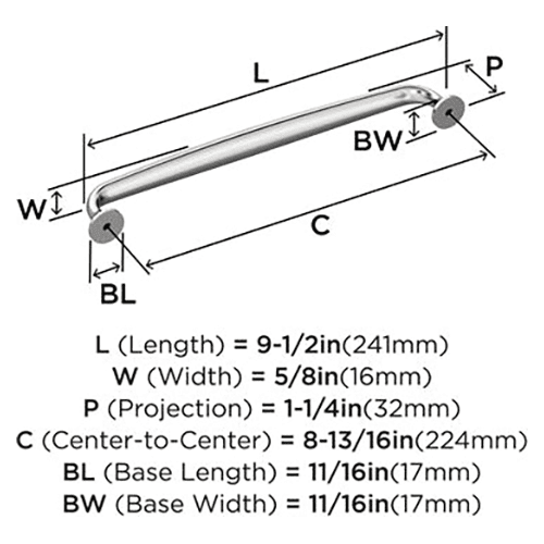 8-13/16" Renown Cabinet Pull, Satin Nickel Alt 1 - Image