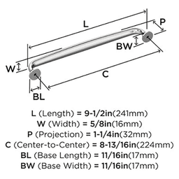 8-13/16" Renown Cabinet Pull, Satin Nickel Alt 1 - Image