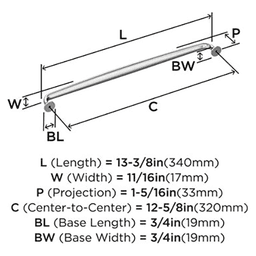 12-5/8" Renown Cabinet Pull, Satin Nickel Alt 1 - Image