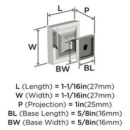 1-1/16" Pedestal Square Cabinet Knob, Champagne Bronze Alt 3 - Image