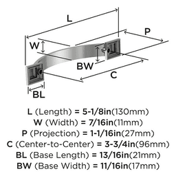 3-3/4" Sheffield Cabinet Pull, Satin Nickel Alt 3 - Image