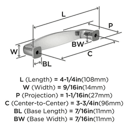 3-3/4" Franklin Cabinet Pull, Satin Nickel Alt 3 - Image