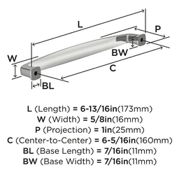 6-5/16" Franklin Cabinet Pull, Satin Nickel Alt 3 - Image