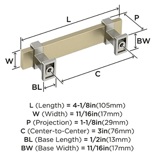 3" Ovaerton Cabinet Pull, Golden Champagne/Satin Nickel Alt 1 - Image
