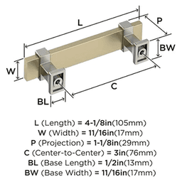3" Ovaerton Cabinet Pull, Golden Champagne/Satin Nickel Alt 1 - Image
