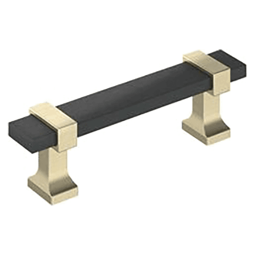3" Ovaerton Cabinet Pull, Matte Black/Golden Champagne Main - Image