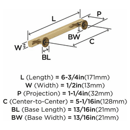 5-1/16" Everett Cabinet Pull, Golden Champagne Alt 2 - Image