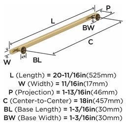 18" Everett Appliance Pull, Golden Champagne Alt 2 - Image
