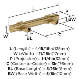 3" Central Bar Pull, Champagne Bronze Alt 2 - Image