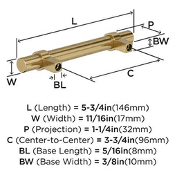 3-3/4" Central Bar Pull, Champagne Bronze Alt 2 - Image
