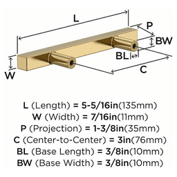 3" Bar Pulls Square Cabinet Pull, Champagne Bronze Alt 2 - Image